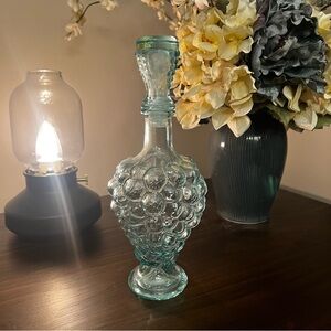 Vintage Italian Aqua Glass Decanter Made by Veteria Etrusca